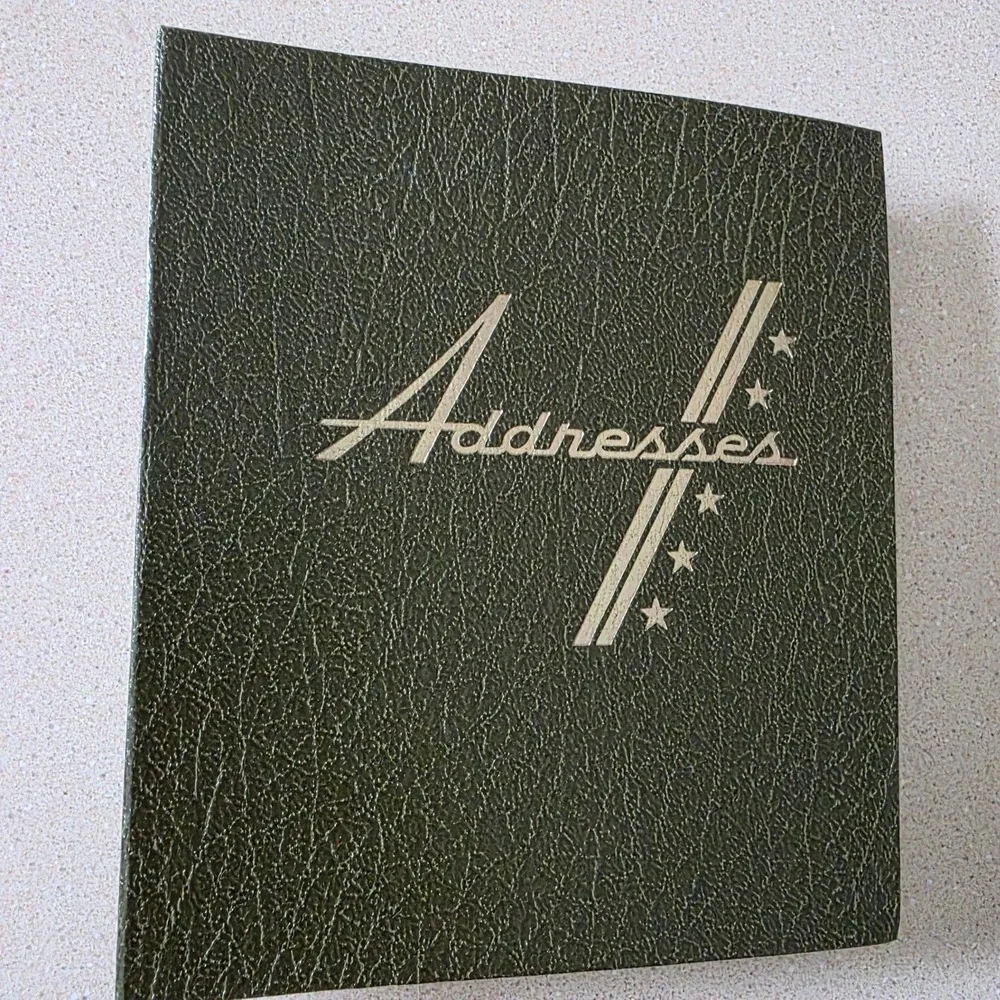 Loose Leaf Address Book 6.5x5.5 Green Vintage Jet Line Central MCM USA